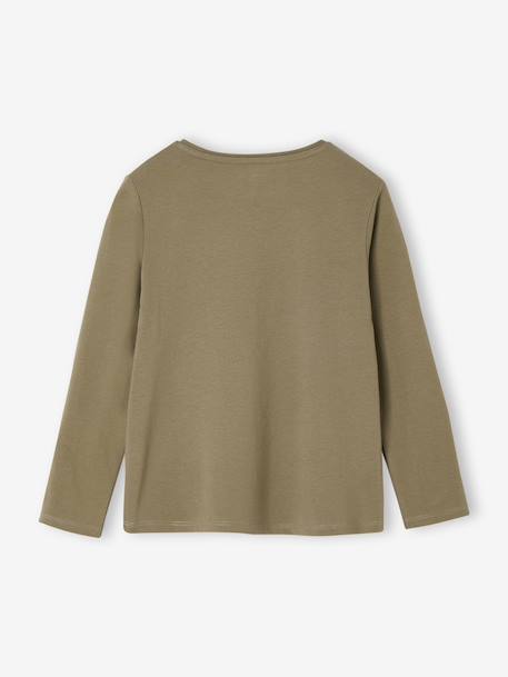 Tee-shirt fantaisie fille écru+olive+vert sauge - vertbaudet enfant 