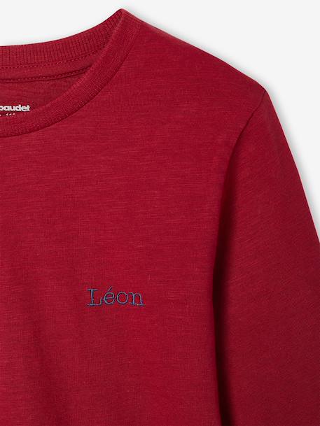 Personaliseerbare gekleurd T-shirt voor jongens met lange mouwen antraciet+BLAUW+dennen+geel+groengrijs+lichtgeel+rood - vertbaudet enfant 