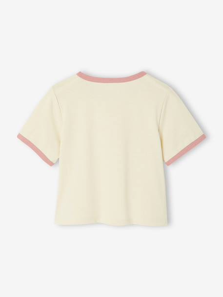 T-shirt fille à message manches courtes fille écru - vertbaudet enfant 