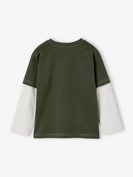 Jongensshirt met dubbele mouwen blauw+gemêleerd wit+ijsblauw+kaki+marineblauw+nachtblauw - vertbaudet enfant 