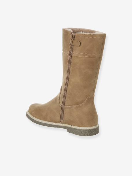 Gevoerde laarzen met rits voor meisjes kameel - vertbaudet enfant 