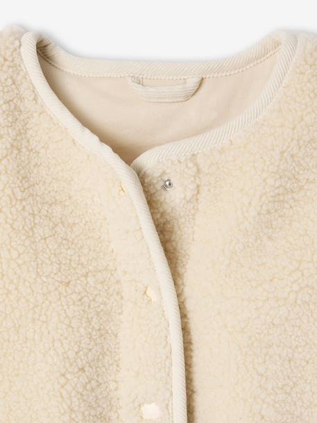 Gilet fille sans manches en sherpa vanille+vert - vertbaudet enfant 