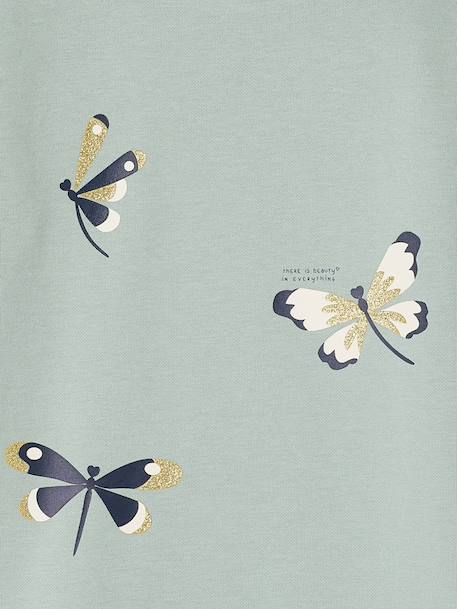 Basics fleece meisjesjurk ecru+marineblauw+saliegroen - vertbaudet enfant 