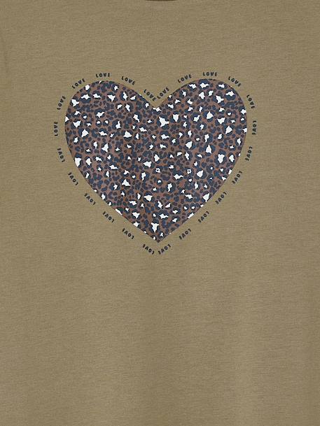 Meisjesshirt met lovertjes ecru+olijf+saliegroen - vertbaudet enfant 