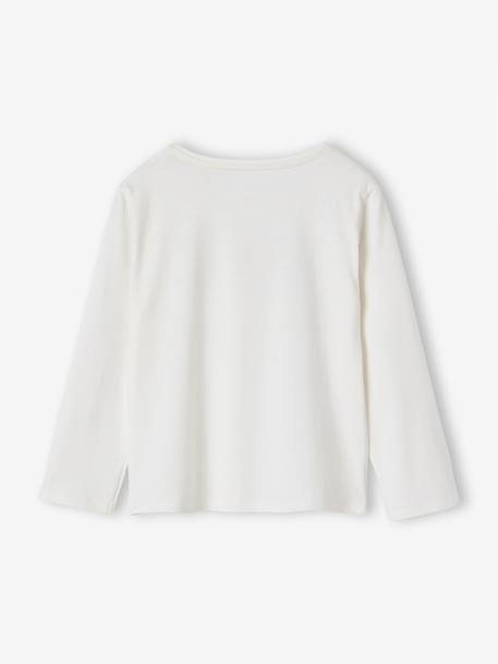 T-shirt fille imprimé manches longues écru+framboise+marine - vertbaudet enfant 