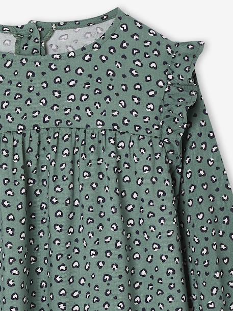Robe imprimée à volants fille écru+marine+vanille+vert sauge - vertbaudet enfant 