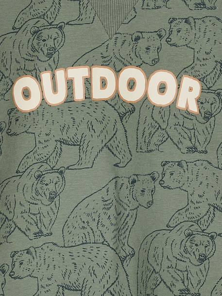 Jongensshirt in sweaterlook met print ecru+gemêleerd wit+korstmos+pecannoot - vertbaudet enfant 