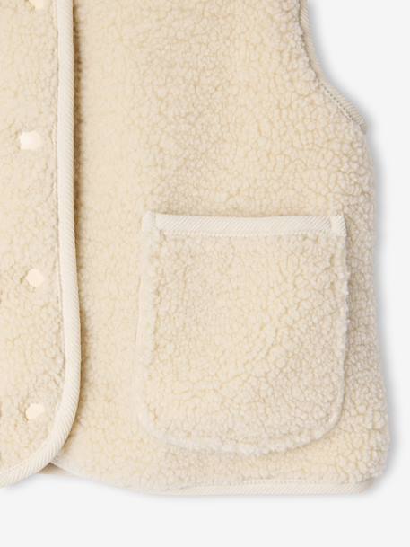 Gilet fille sans manches en sherpa vanille+vert - vertbaudet enfant 