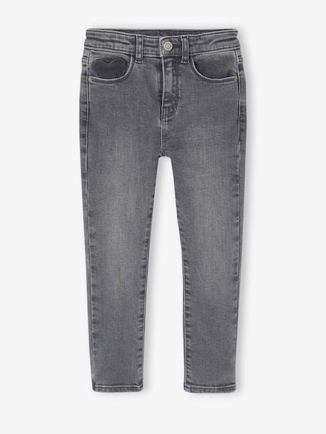 Jean fille slim morphologik tour de hanches fin bleu foncé+bleu moyen+denim gris+gris - vertbaudet enfant 