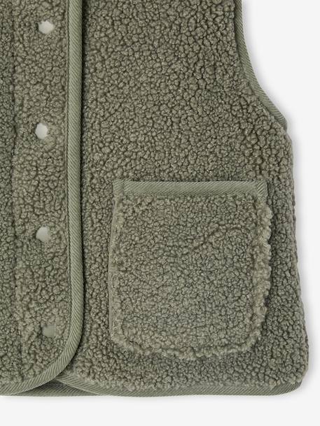 Gilet fille sans manches en sherpa vanille+vert - vertbaudet enfant 