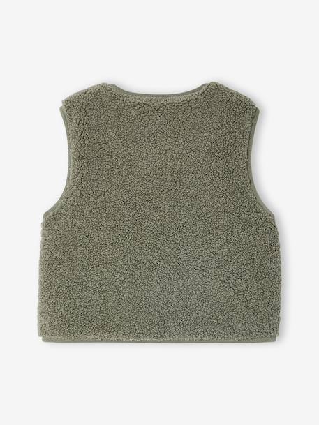Gilet fille sans manches en sherpa vanille+vert - vertbaudet enfant 