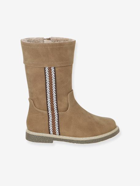 Bottes enfant fille synthétique fourrées zippées camel - vertbaudet enfant 