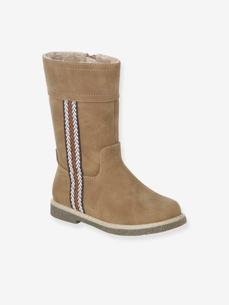 Bottes enfant fille synthétique fourrées zippées camel - vertbaudet enfant 
