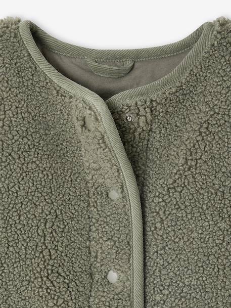 Gilet fille sans manches en sherpa vanille+vert - vertbaudet enfant 