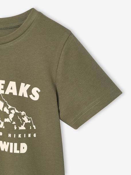 T-shirt garçon imprimé devant écru+olive - vertbaudet enfant 