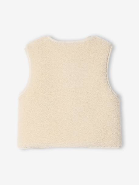 Gilet fille sans manches en sherpa vanille+vert - vertbaudet enfant 