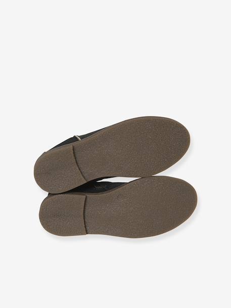 Boots enfant fille cuir zippées noeud fantaisie BLEU FONCE UNI+noir imprimé - vertbaudet enfant 