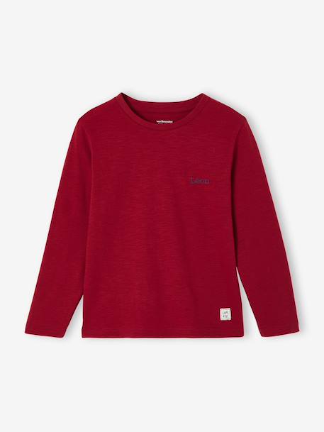 Personaliseerbare gekleurd T-shirt voor jongens met lange mouwen antraciet+BLAUW+dennen+geel+groengrijs+lichtgeel+rood - vertbaudet enfant 