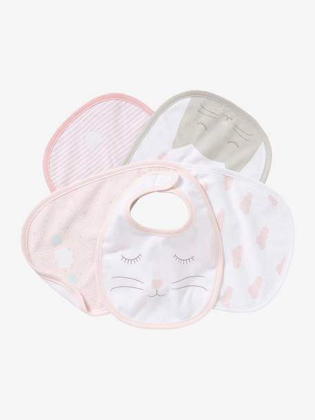 Lot de 5 bavoirs naissance LOT CHAT ROSE - vertbaudet enfant 