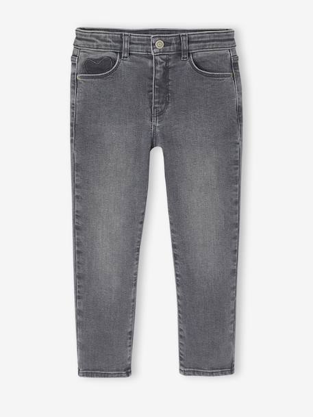 Slim jeans gemiddeld meisjes denimgrijs+donkerblauw+grijs+middenblauw - vertbaudet enfant 