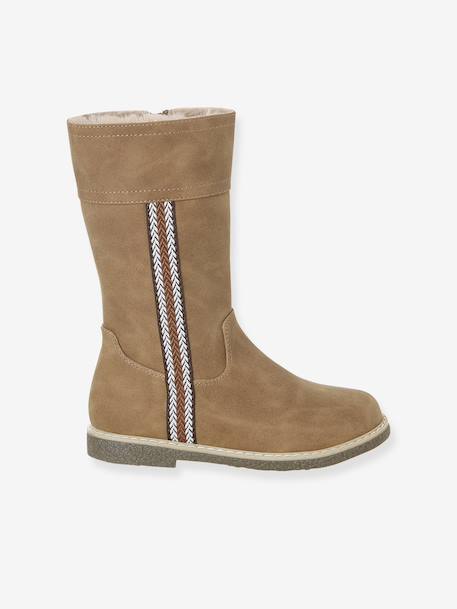 Bottes enfant fille synthétique fourrée zippées camel - vertbaudet enfant 