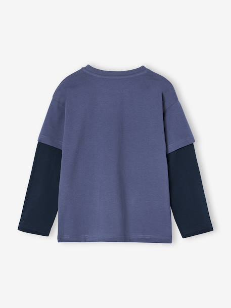 Jongensshirt met dubbele mouwen blauw+gemêleerd wit+ijsblauw+kaki+marineblauw+nachtblauw - vertbaudet enfant 