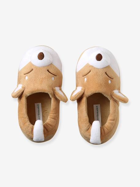 Chaussons aspect peluche shiba enfant beige - vertbaudet enfant 