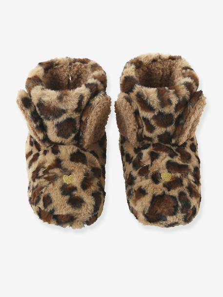 Chaussons montants enfant beige imprimé+rose - vertbaudet enfant 