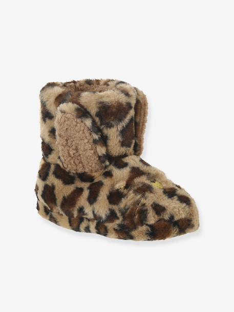Chaussons montants enfant beige imprimé+rose - vertbaudet enfant 