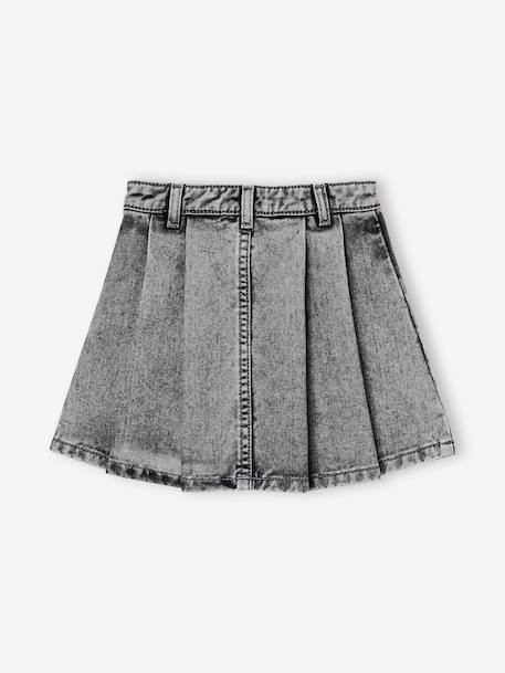 Jupe fille en jean plissée denim gris+stone - vertbaudet enfant 