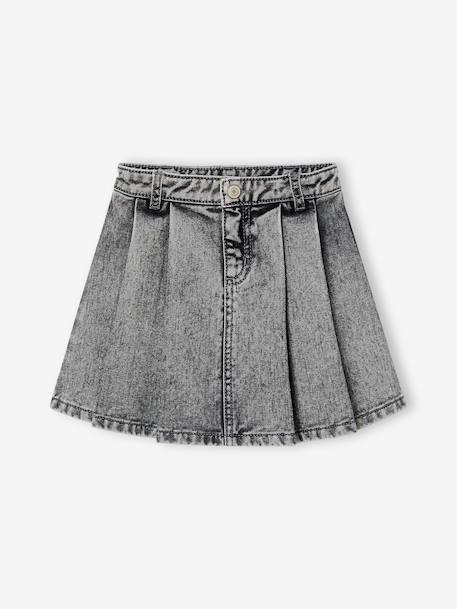 Jupe fille en jean plissée denim gris+stone - vertbaudet enfant 