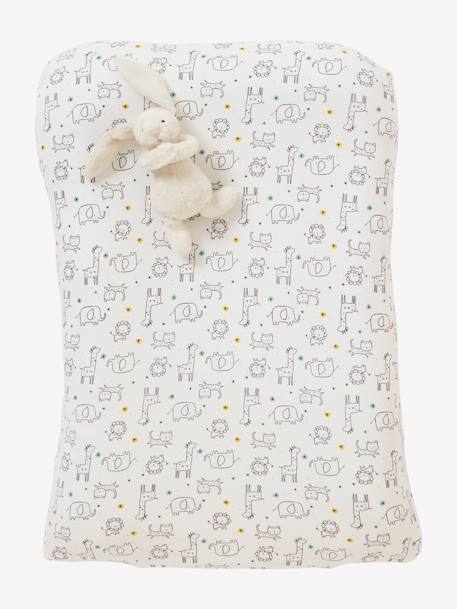 Housse matelas à langer en coton gris chiné renard+IVOIRE IMPRIME+vert tanzanie - vertbaudet enfant 