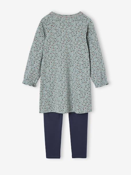 Set van 2 nachtjurk + legging voor meisjes Bloemen lichtroze - vertbaudet enfant 
