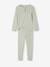 Pyjama in ribstof met tuniekkraag en bloemenmotieven saliegroen - vertbaudet enfant 