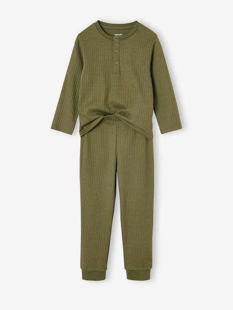 Set van 2 pyjama's in ribstof voor jongens kaki - vertbaudet enfant 