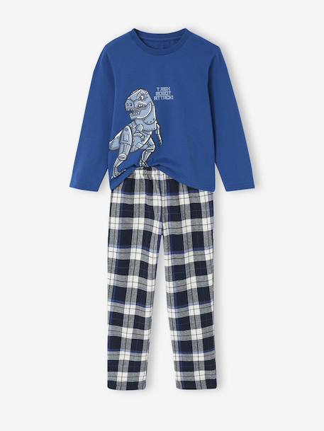 Flanellen jongenspyjama met print Dinosaurus marineblauw - vertbaudet enfant 