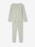 Pyjama in ribstof met tuniekkraag en bloemenmotieven saliegroen - vertbaudet enfant 