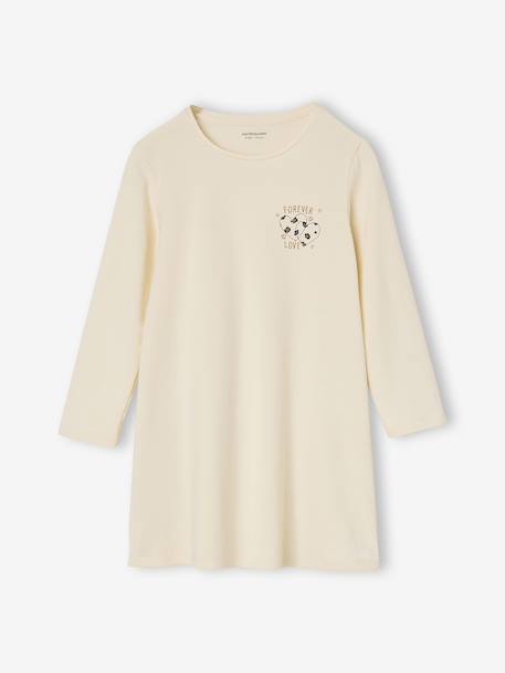 Set van 2 nachtjurk + legging met luipaardprint voor meisjes ecru - vertbaudet enfant 