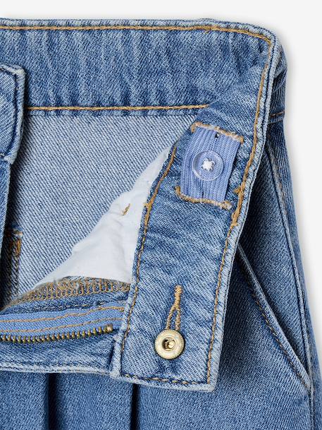 Wijde jeans met plooien voor meisjes denimgrijs+middenblauw - vertbaudet enfant 