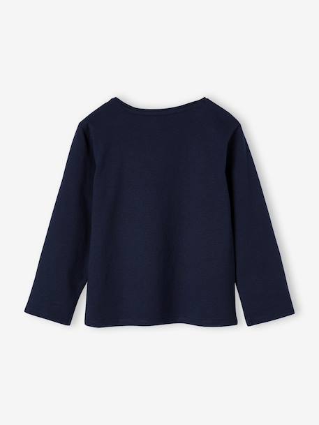 T-shirt fille imprimé manches longues écru+framboise+marine - vertbaudet enfant 