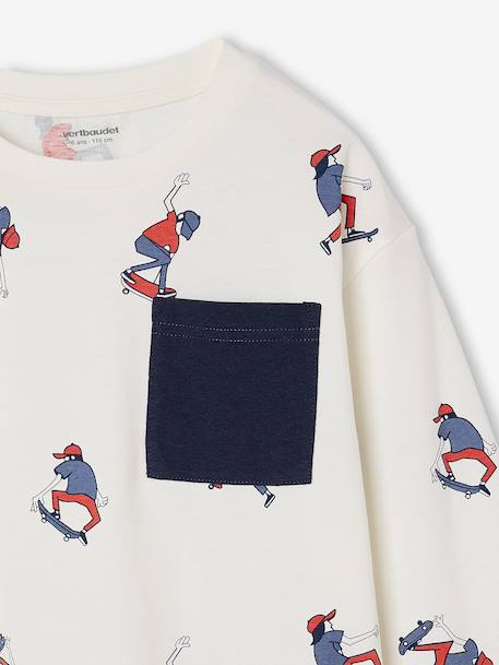 Tee-shirt manches longues HAPPY LA imprimé garçon blanc imprimé - vertbaudet enfant 