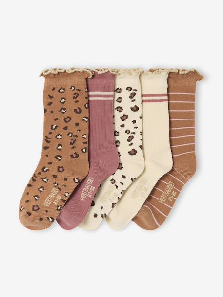 Lot de 5 paires de chaussettes « léopard » fille cannelle - vertbaudet enfant 