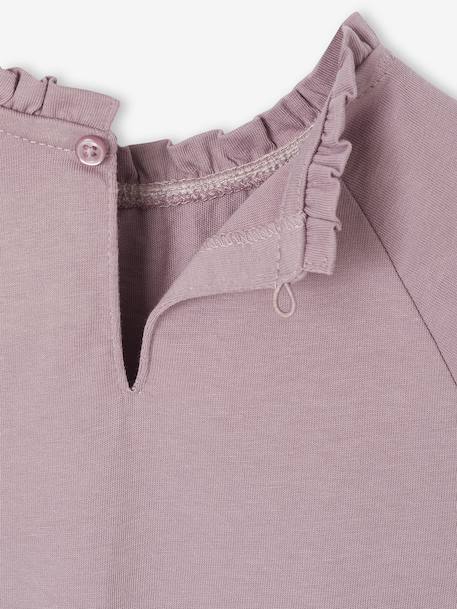 Tee-shirt blouse fille détail broderie anglaise manches longues écru+marine+mauve+vert foncé - vertbaudet enfant 