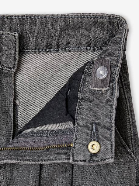 Wijde jeans met plooien voor meisjes denimgrijs+middenblauw - vertbaudet enfant 