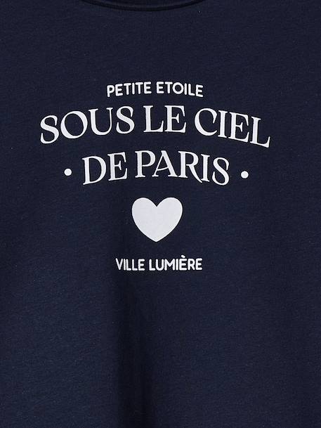 T-shirt fille imprimé manches longues écru+framboise+marine - vertbaudet enfant 