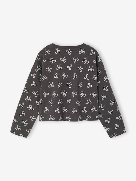 Tee-shirt crop top fille manches longues anthracite+écru - vertbaudet enfant 