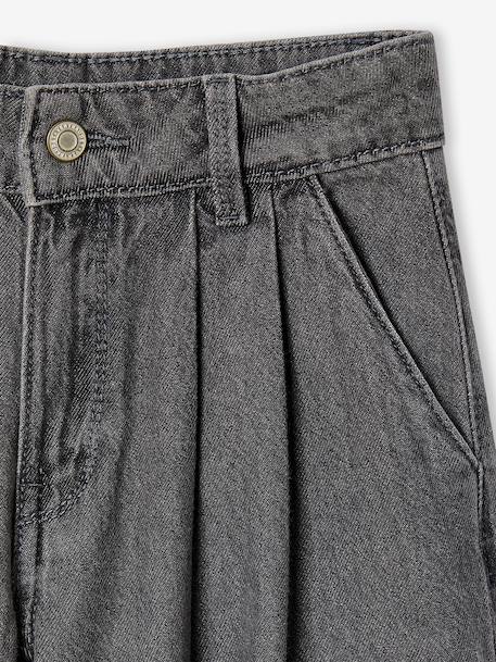 Wijde jeans met plooien voor meisjes denimgrijs+middenblauw - vertbaudet enfant 