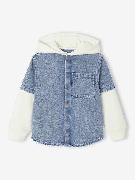Hemd met gelaagd effect en sweater met capuchon voor jongens double stone - vertbaudet enfant 