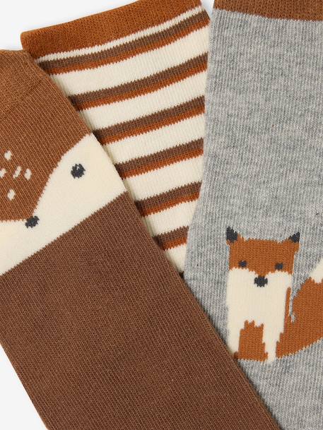 Lot de 3 paires de chaussettes « renard » bébé garçon terracotta - vertbaudet enfant 