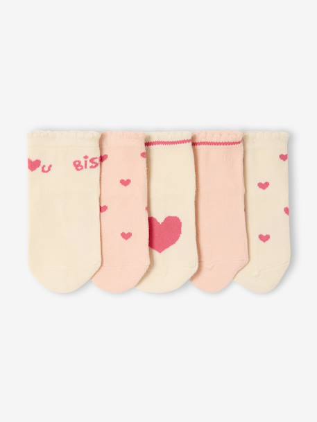 Lot de 5 paires de chaussettes coeurs bébé vieux rose - vertbaudet enfant 